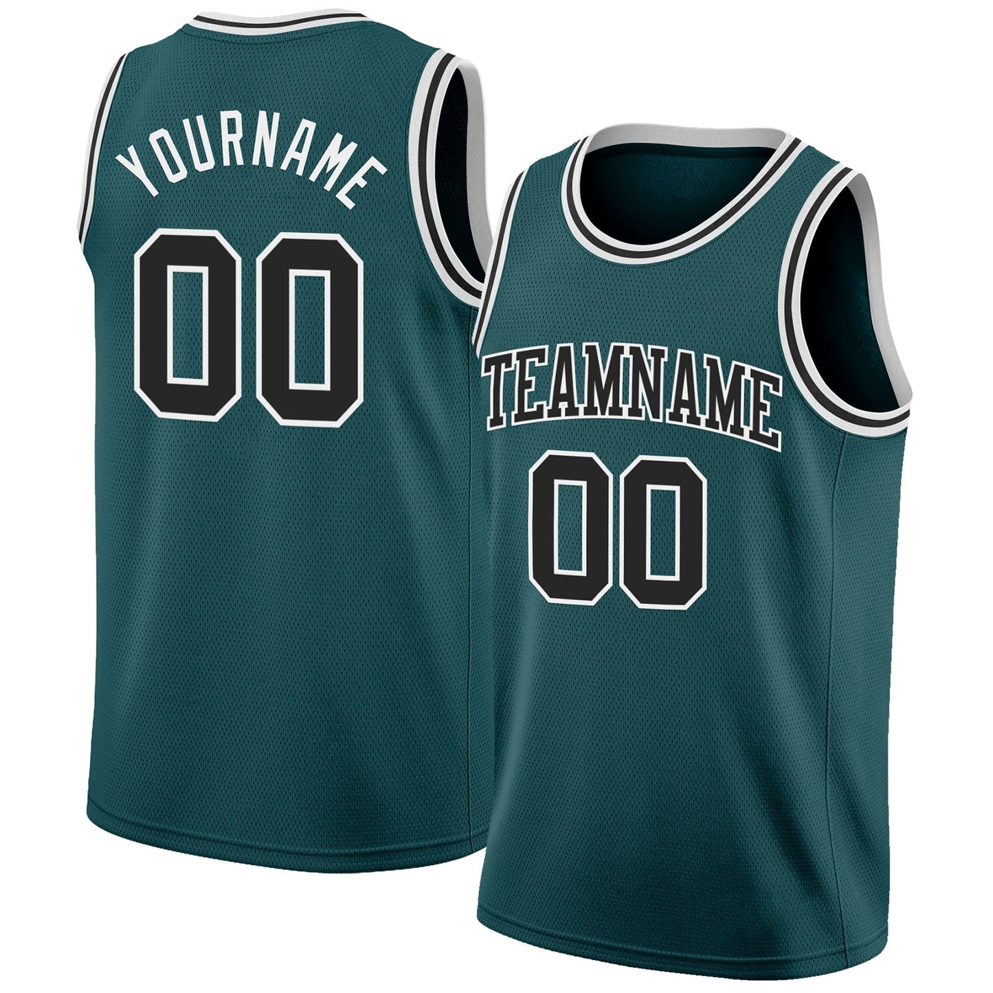 Custom Midnight Green Black-White Authentic Basketball Jersey - Sky-Custom