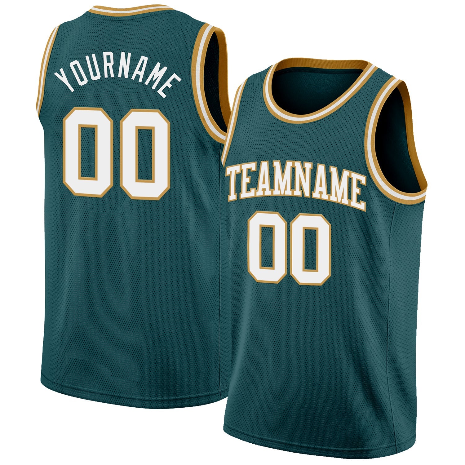 Custom Midnight Green White-Old Gold Authentic Basketball Jersey - Sky-Custom