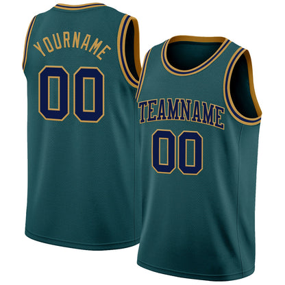 Custom Midnight Green Navy-Old Gold Authentic Basketball Jersey - Sky-Custom