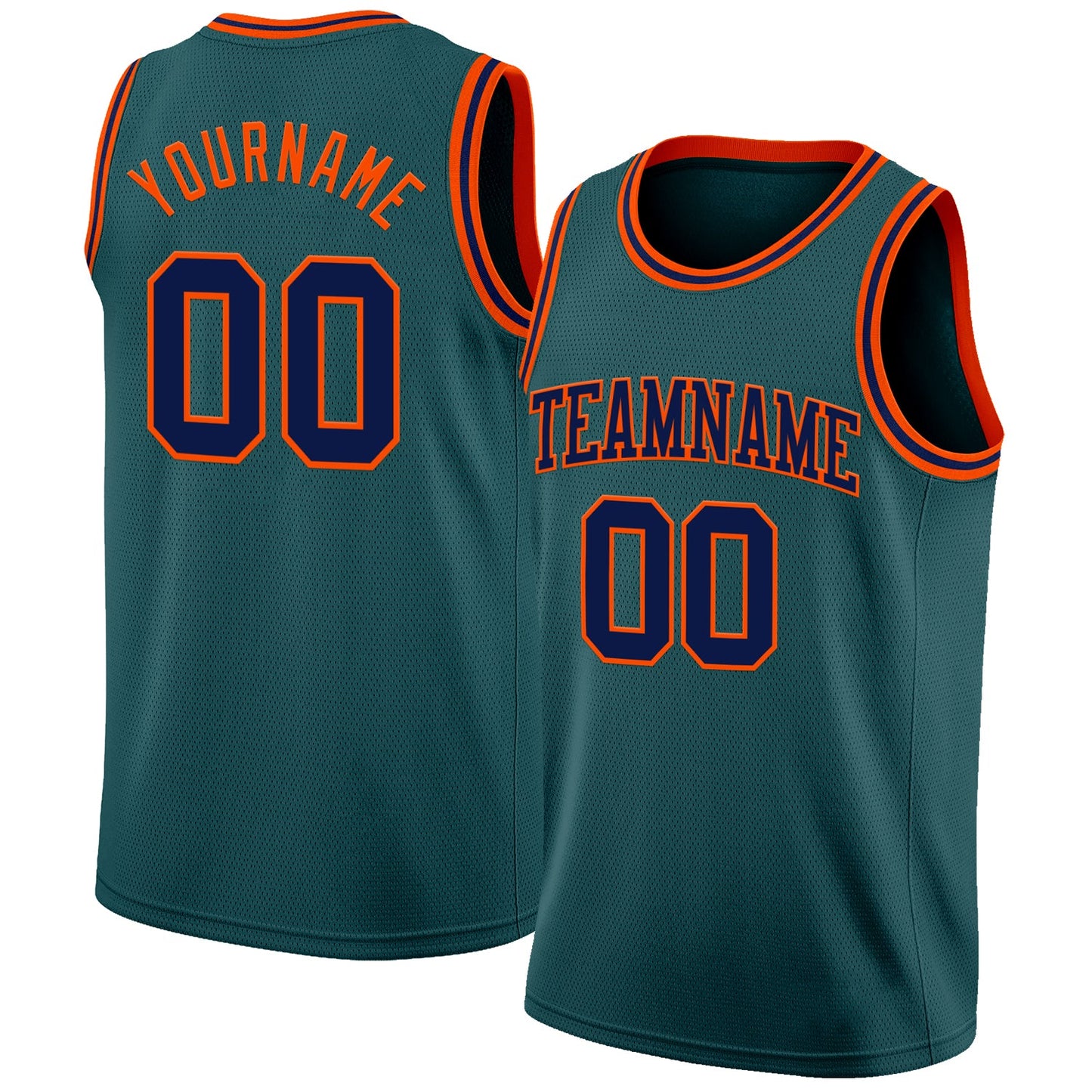 Custom Midnight Green Navy-Orange Authentic Basketball Jersey - Sky-Custom