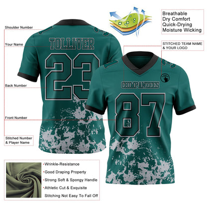 Custom Midnight Green Gray-Black Splash Mesh Authentic Football Jersey - Sky-Custom