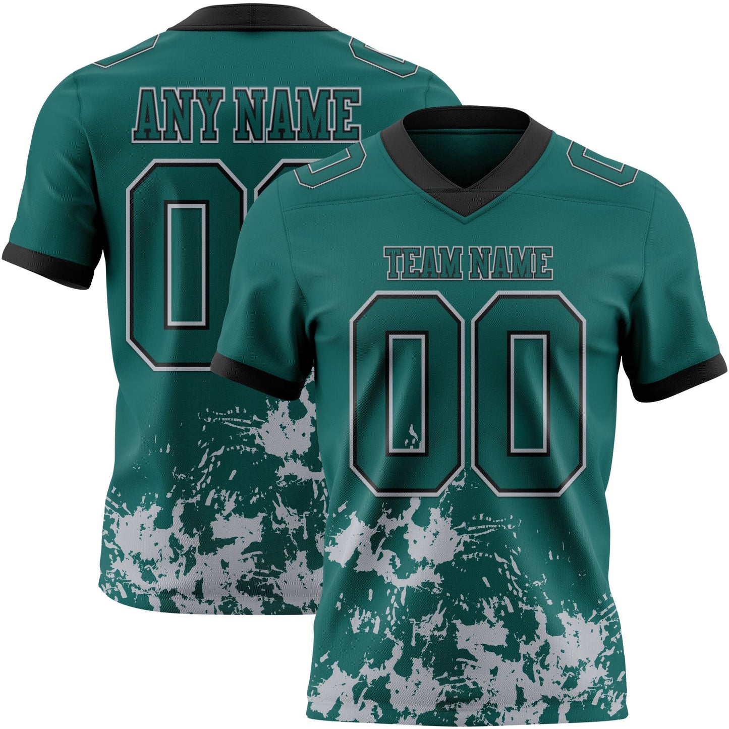 Custom Midnight Green Gray-Black Splash Mesh Authentic Football Jersey - Sky-Custom
