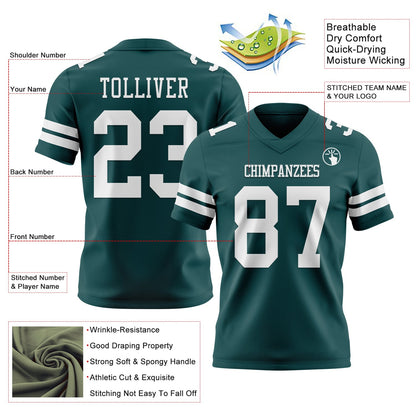 Custom Midnight Green White Mesh Authentic Football Jersey - Sky-Custom