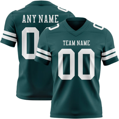 Custom Midnight Green White Mesh Authentic Football Jersey - Sky-Custom