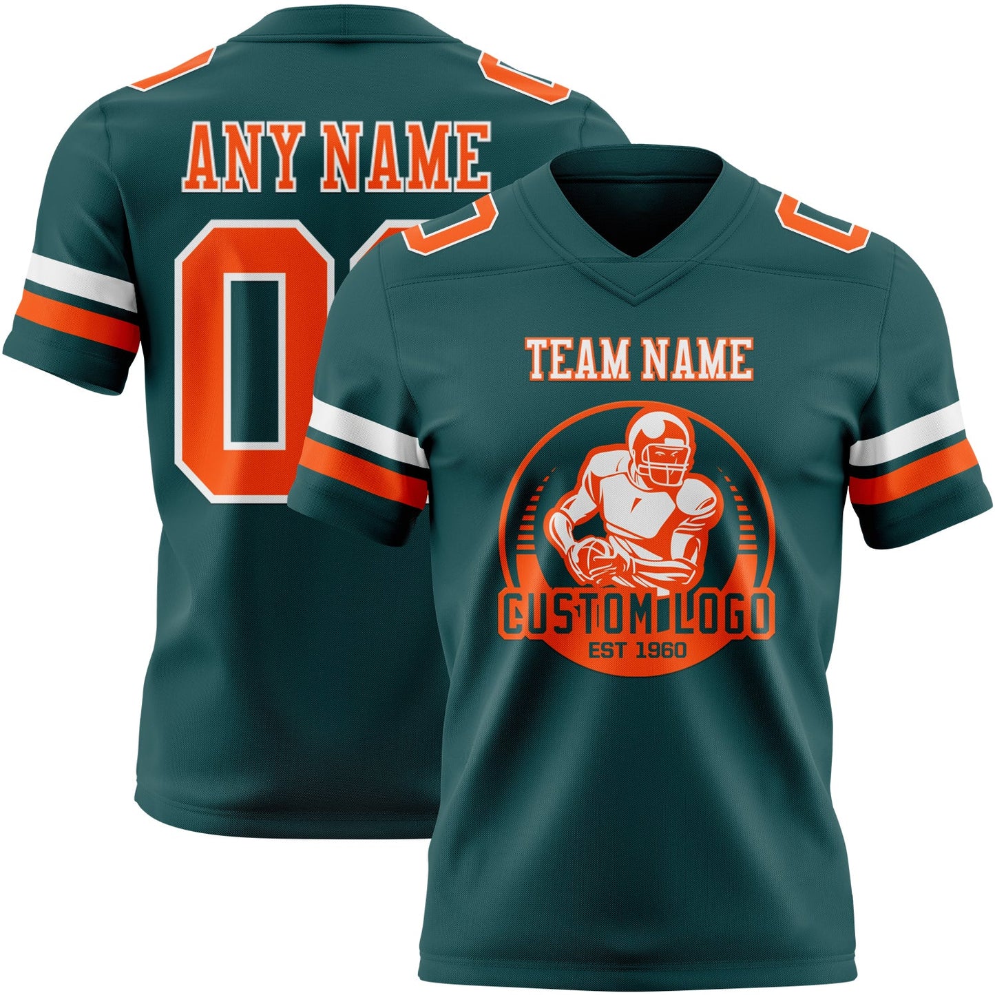 Custom Midnight Green Orange-White Mesh Authentic Football Jersey - Sky-Custom
