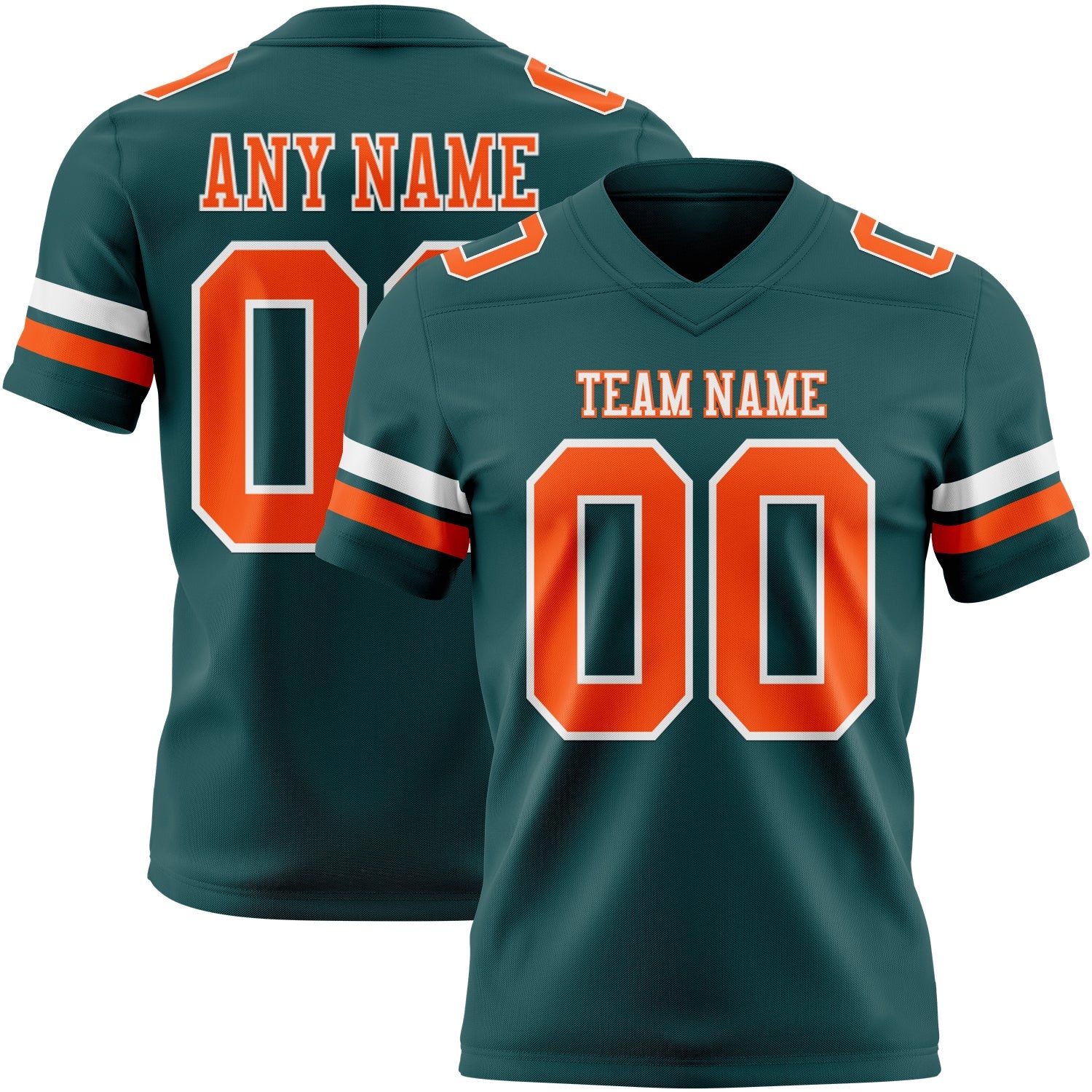Custom Midnight Green Orange-White Mesh Authentic Football Jersey - Sky-Custom
