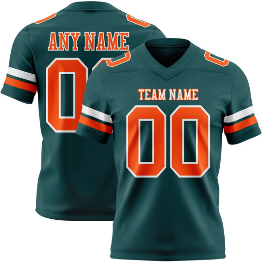 Custom Midnight Green Orange-White Mesh Authentic Football Jersey - Sky-Custom