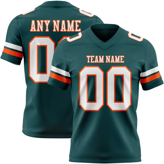Custom Midnight Green White-Orange Mesh Authentic Football Jersey - Sky-Custom