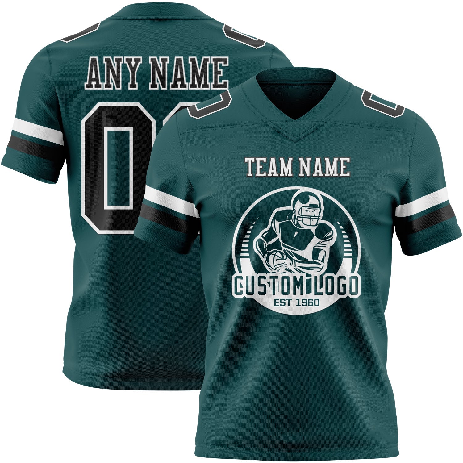 Custom Midnight Green Black-White Mesh Authentic Football Jersey - Sky-Custom