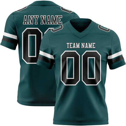 Custom Midnight Green Black-White Mesh Authentic Football Jersey - Sky-Custom