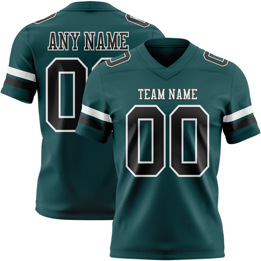 Custom Midnight Green Black-White Mesh Authentic Football Jersey - Sky-Custom