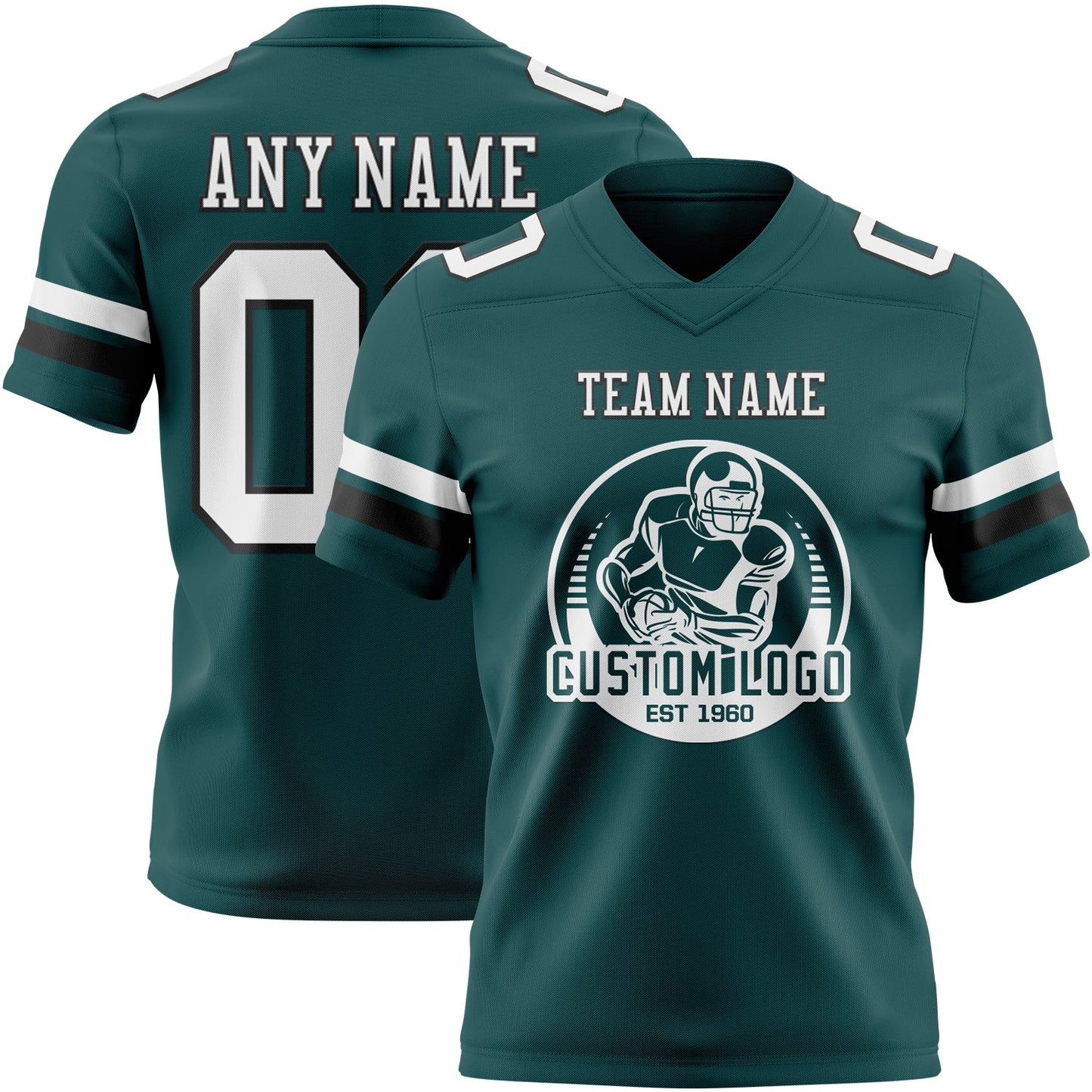 Custom Midnight Green White-Black Mesh Authentic Football Jersey - Sky-Custom
