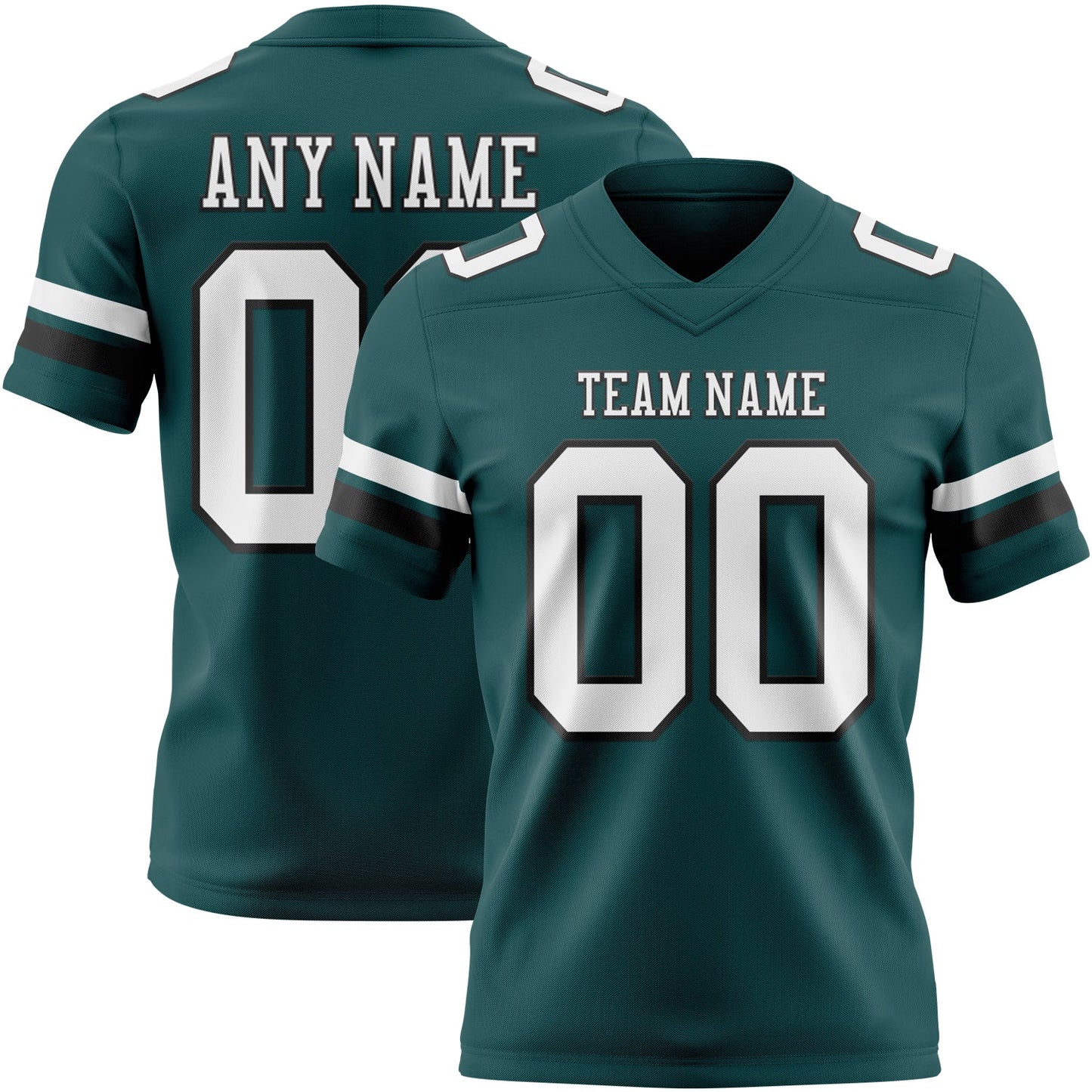 Custom Midnight Green White-Black Mesh Authentic Football Jersey - Sky-Custom