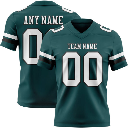 Custom Midnight Green White-Black Mesh Authentic Football Jersey - Sky-Custom