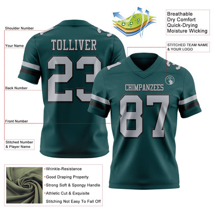 Custom Midnight Green Gray-Black Mesh Authentic Football Jersey - Sky-Custom