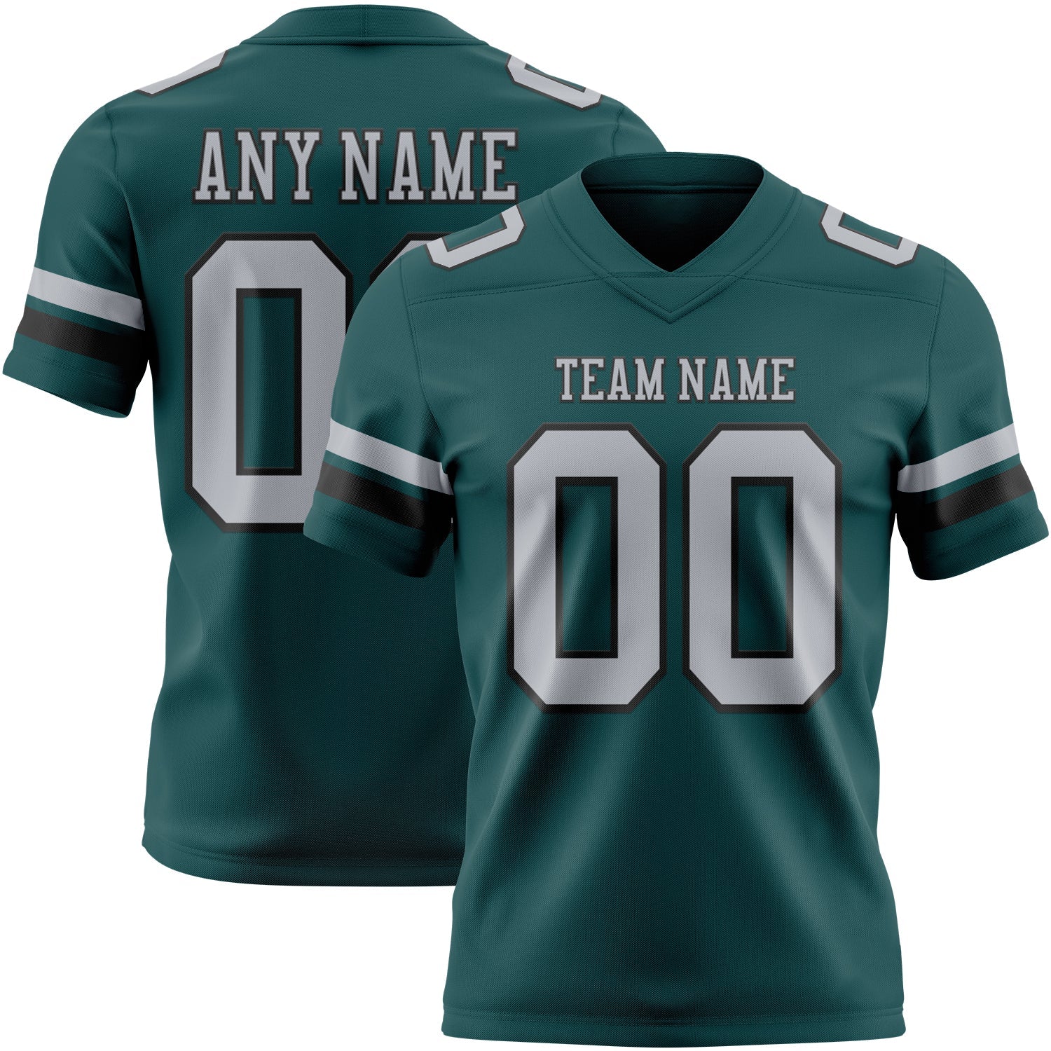 Custom Midnight Green Gray-Black Mesh Authentic Football Jersey - Sky-Custom