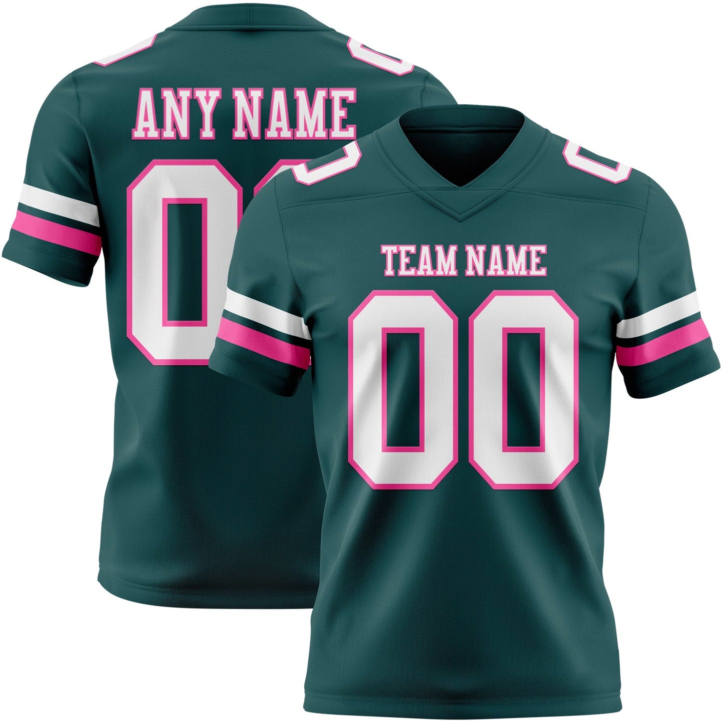 Custom Midnight Green White-Pink Mesh Authentic Football Jersey - Sky-Custom