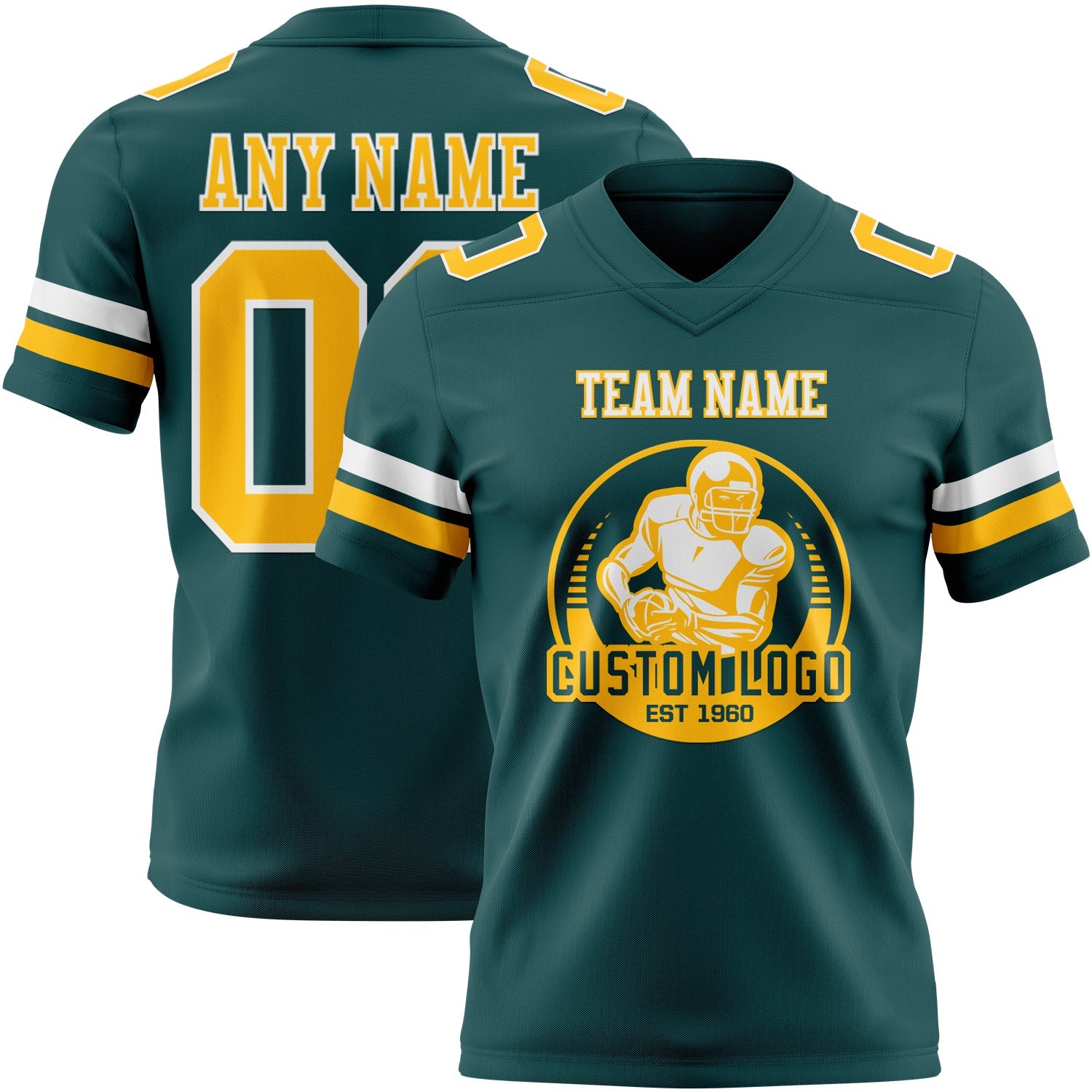Custom Midnight Green Gold-White Mesh Authentic Football Jersey - Sky-Custom