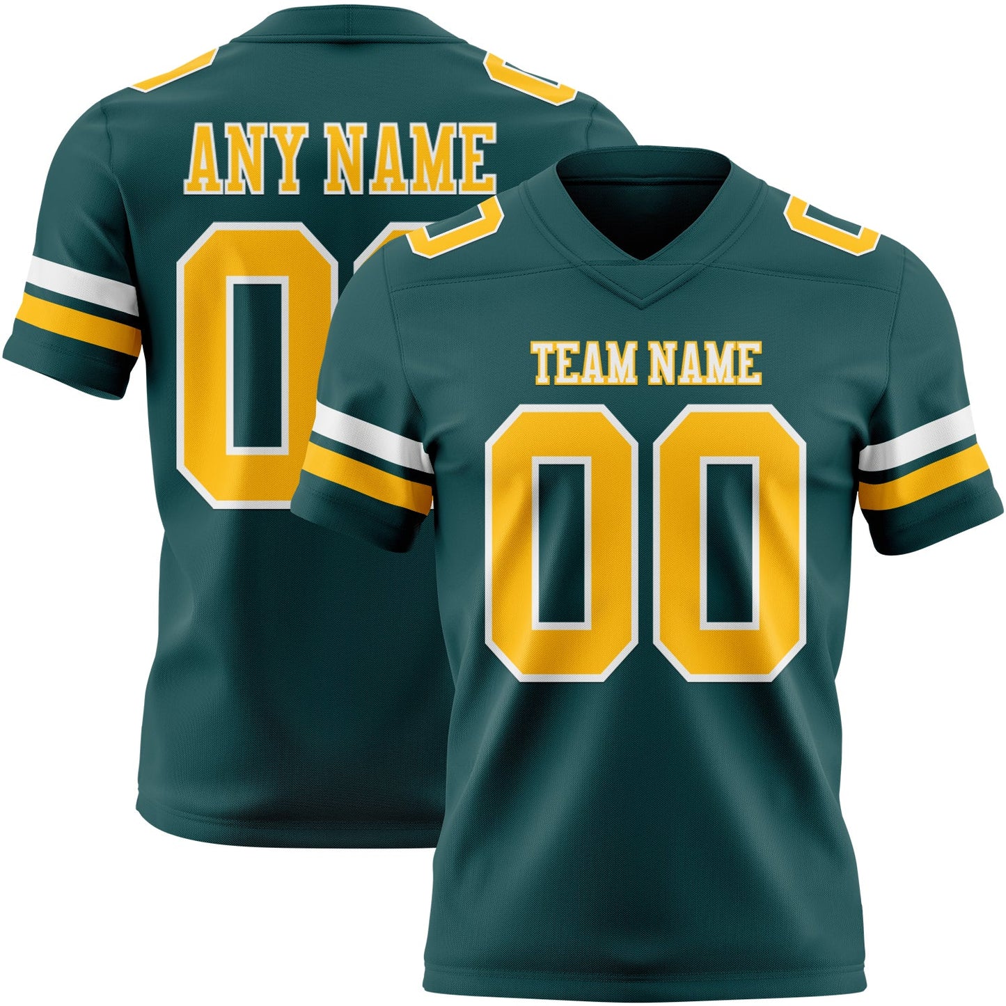 Custom Midnight Green Gold-White Mesh Authentic Football Jersey - Sky-Custom