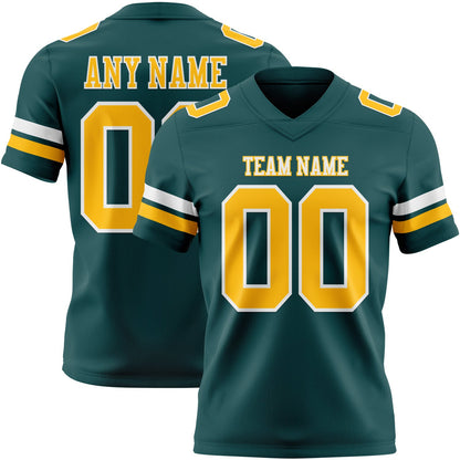 Custom Midnight Green Gold-White Mesh Authentic Football Jersey - Sky-Custom