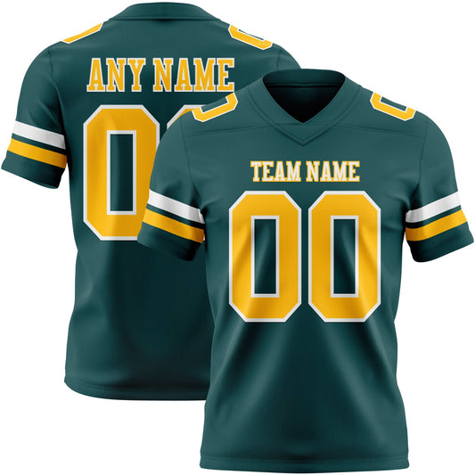 Custom Midnight Green Gold-White Mesh Authentic Football Jersey - Sky-Custom