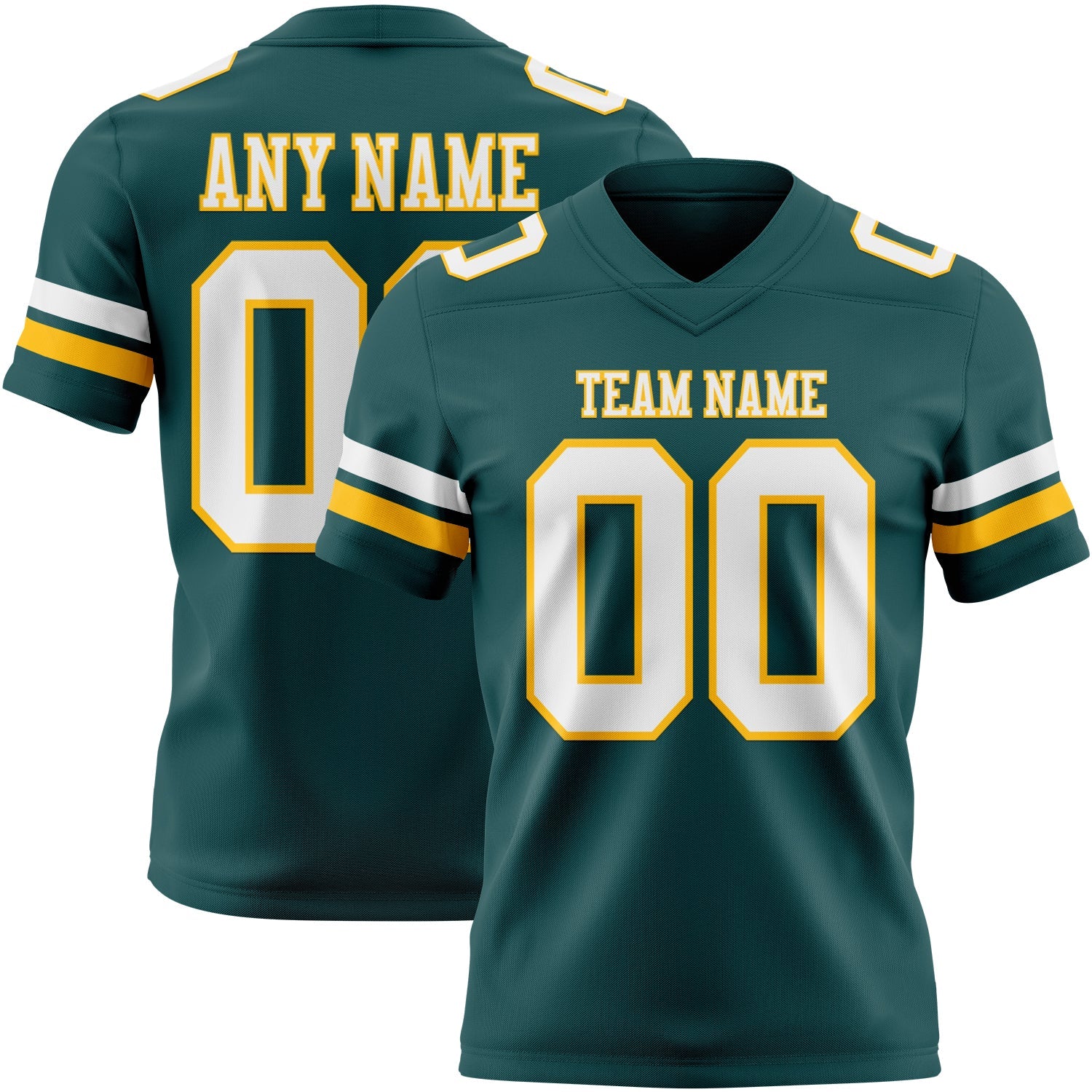 Custom Midnight Green White-Gold Mesh Authentic Football Jersey - Sky-Custom