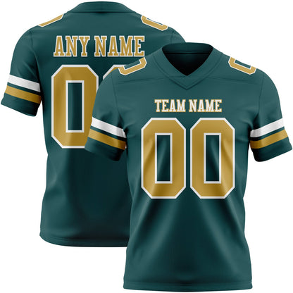 Custom Midnight Green Old Gold-White Mesh Authentic Football Jersey - Sky-Custom
