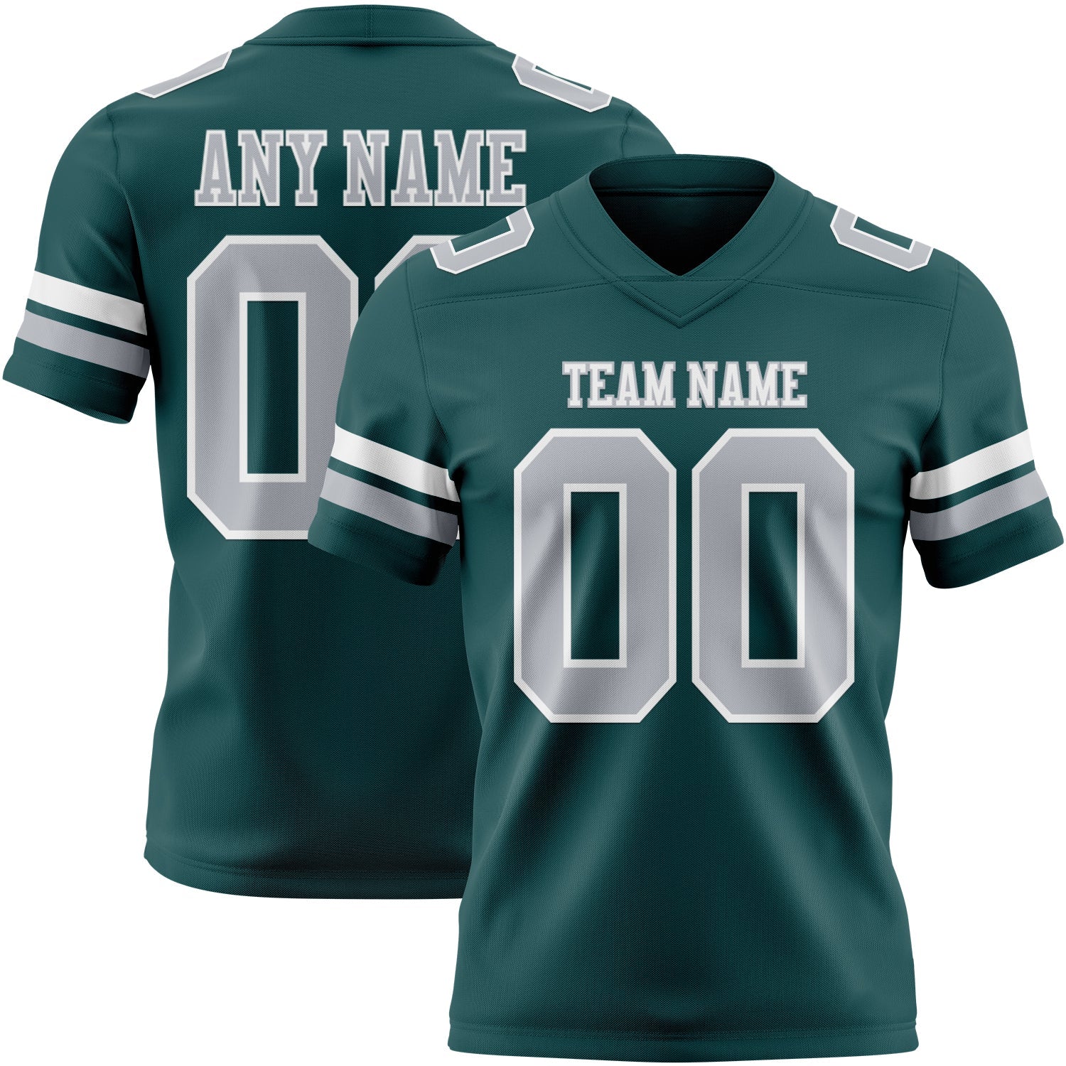 Custom Midnight Green Gray-White Mesh Authentic Football Jersey - Sky-Custom