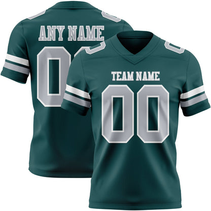 Custom Midnight Green Gray-White Mesh Authentic Football Jersey - Sky-Custom