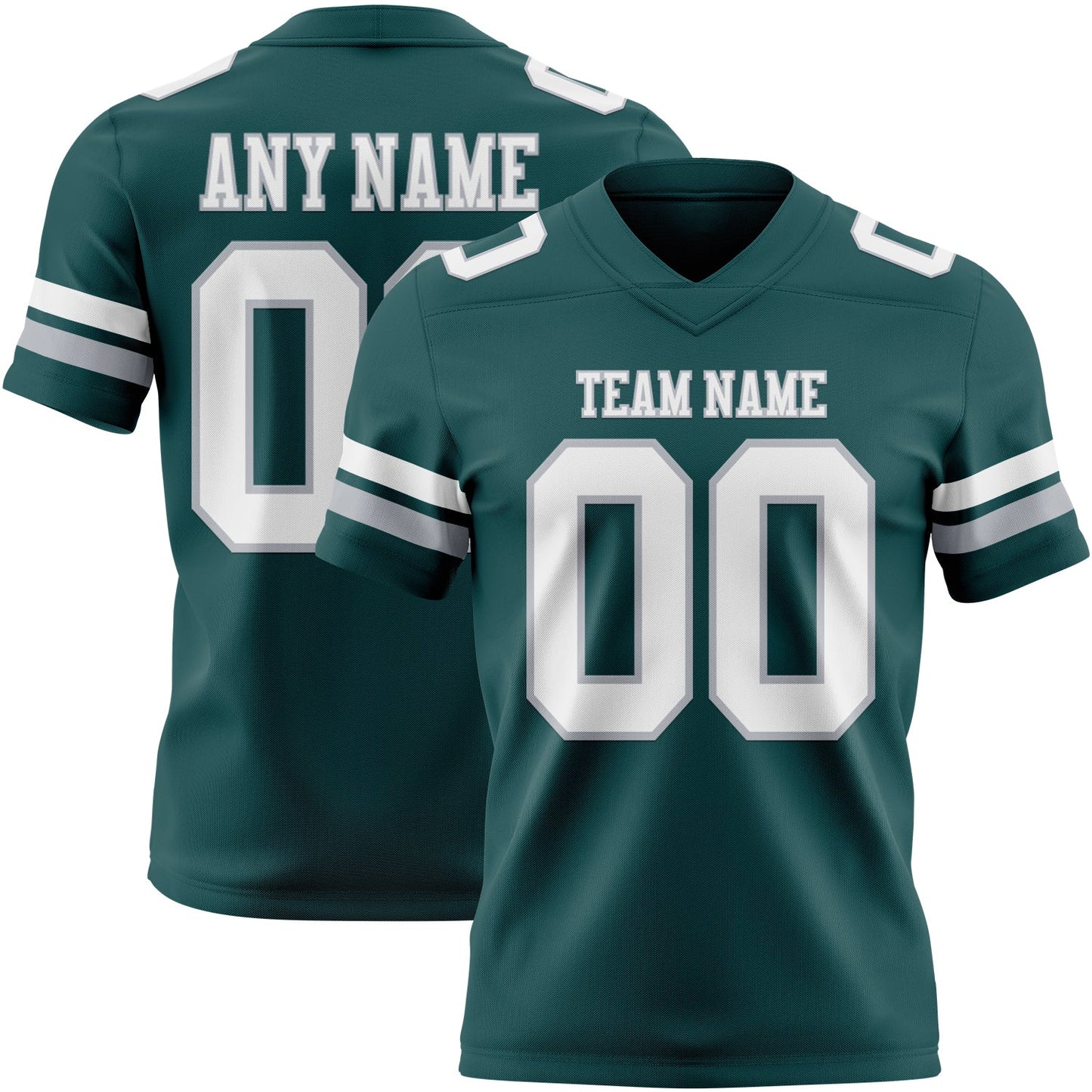 Custom Midnight Green White-Gray Mesh Authentic Football Jersey - Sky-Custom