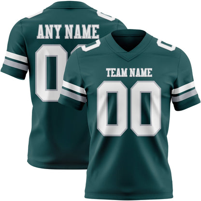 Custom Midnight Green White-Gray Mesh Authentic Football Jersey - Sky-Custom