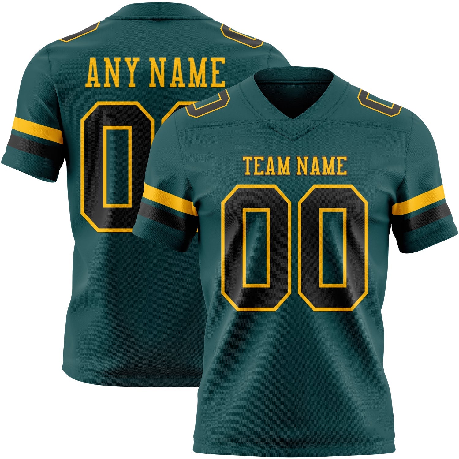 Custom Midnight Green Black-Old Gold Mesh Authentic Football Jersey - Sky-Custom