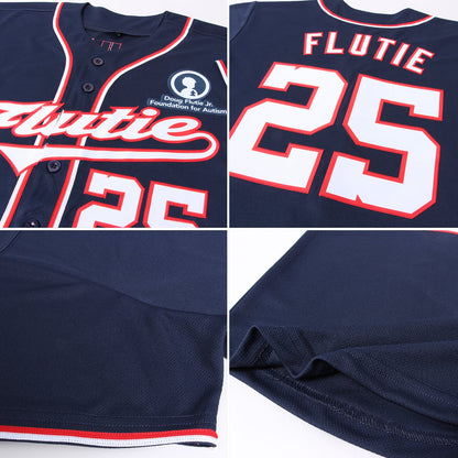 Custom Navy White-Red Authentic Baseball Jersey - Sky-Custom