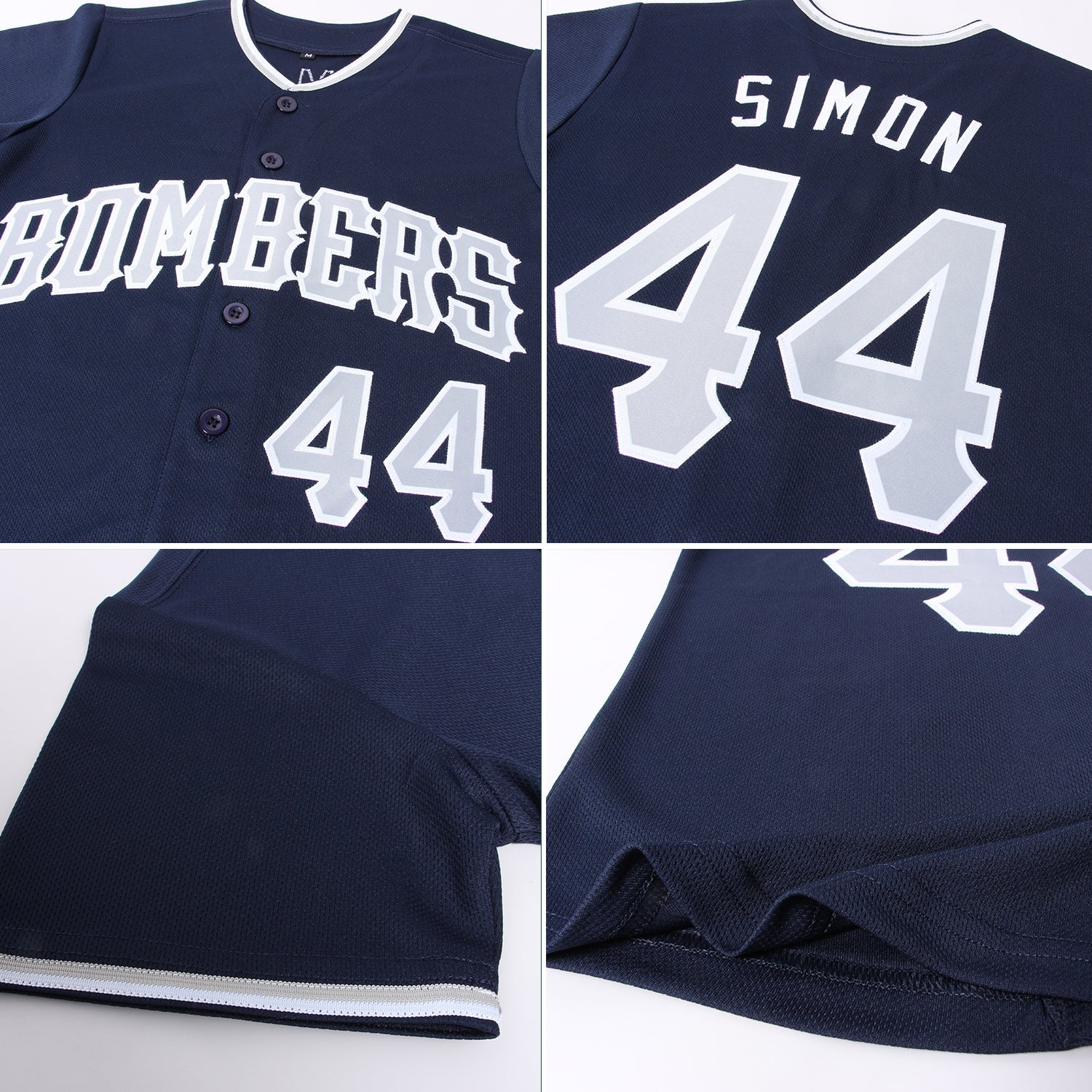 Custom Navy Gray-White Authentic Baseball Jersey - Sky-Custom