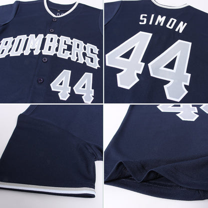 Custom Navy Gray-White Authentic Baseball Jersey - Sky-Custom