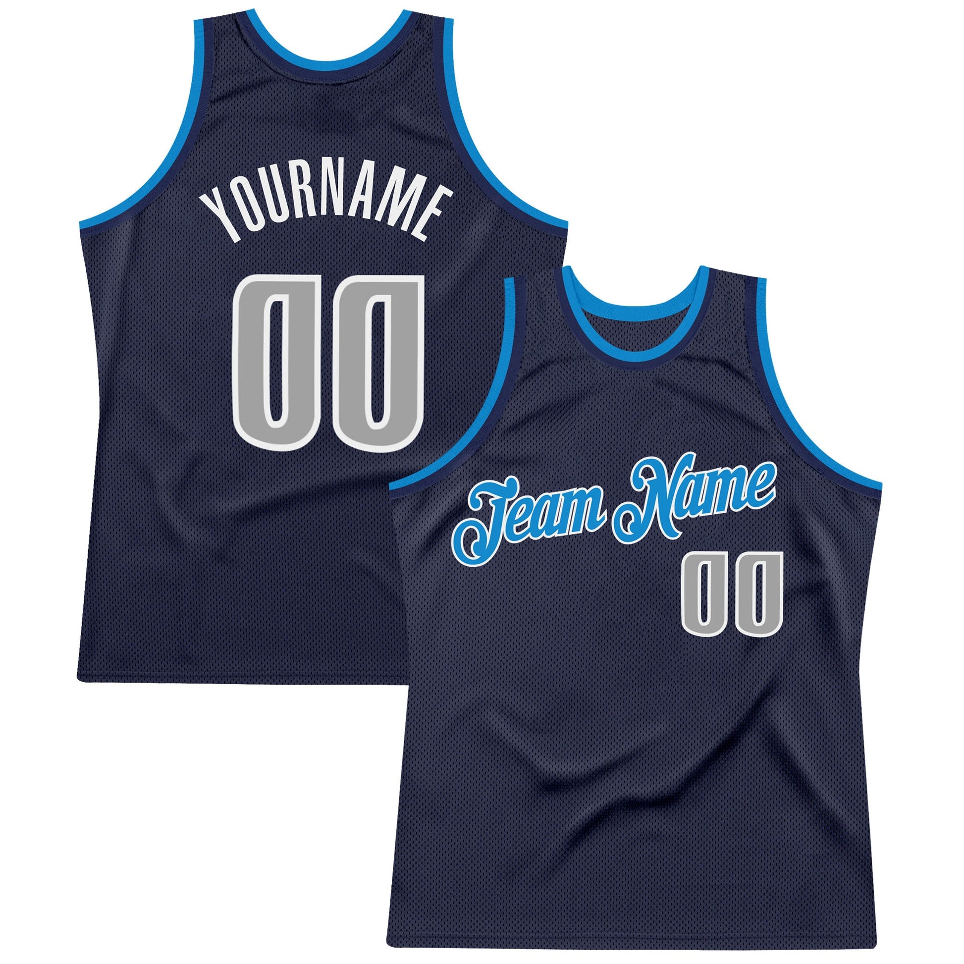 Custom Navy Gray-Blue Authentic Throwback Basketball Jersey - Sky-Custom