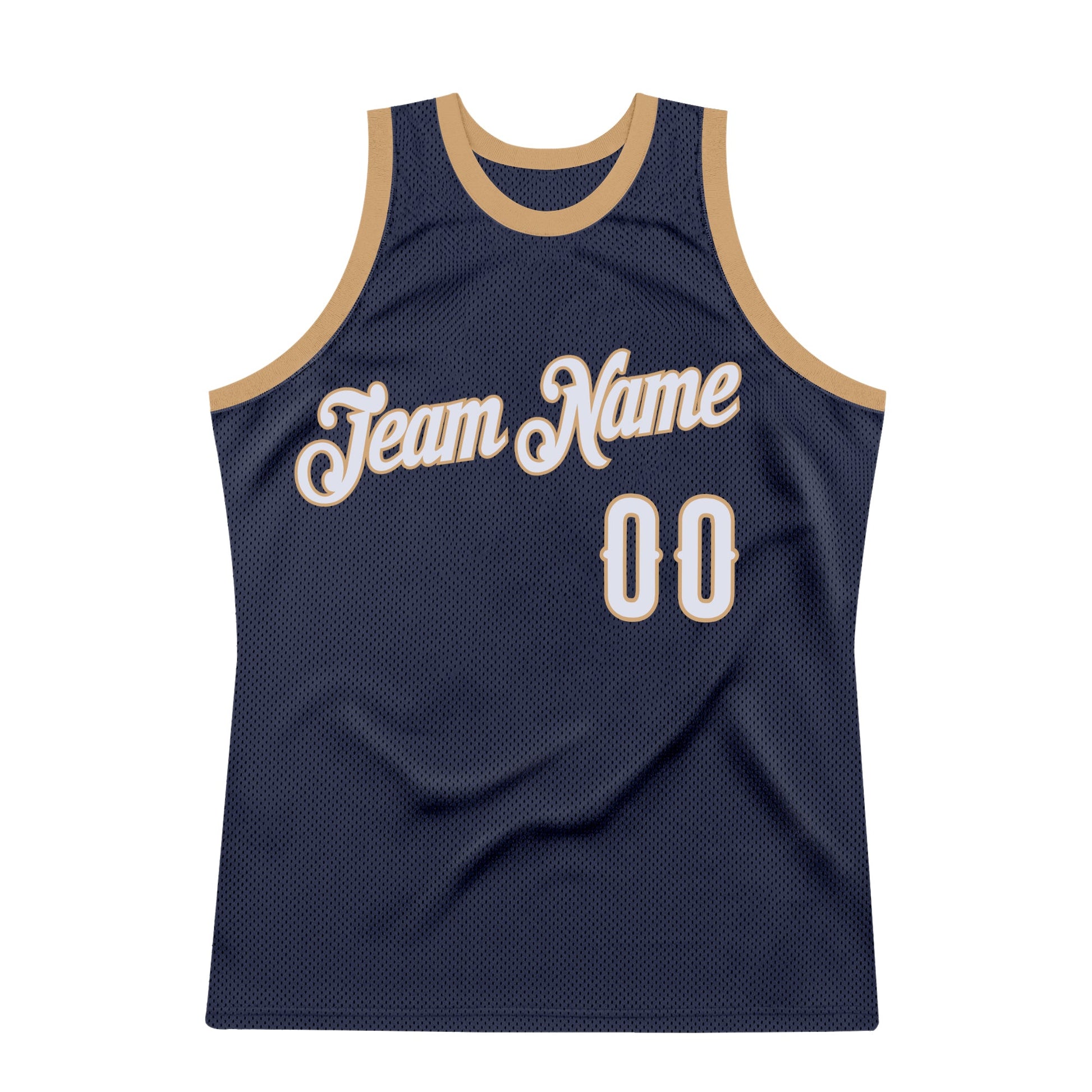 Custom Navy White-Old Gold Authentic Throwback Basketball Jersey - Sky-Custom