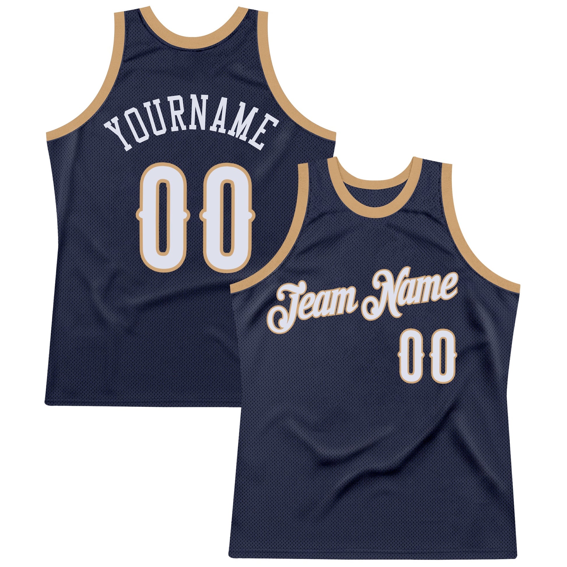 Custom Navy White-Old Gold Authentic Throwback Basketball Jersey - Sky-Custom