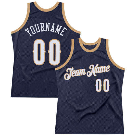 Custom Navy White-Old Gold Authentic Throwback Basketball Jersey - Sky-Custom
