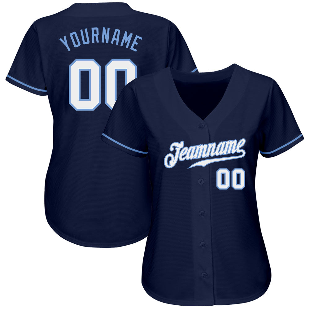 Custom Navy White-Light Blue Authentic Baseball Jersey - Sky-Custom