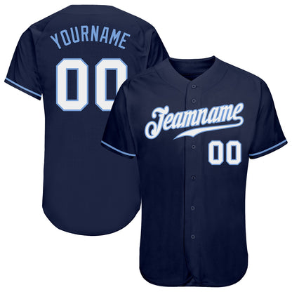 Custom Navy White-Light Blue Authentic Baseball Jersey - Sky-Custom