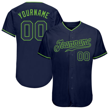 Custom Navy Navy-Neon Green Authentic Baseball Jersey - Sky-Custom