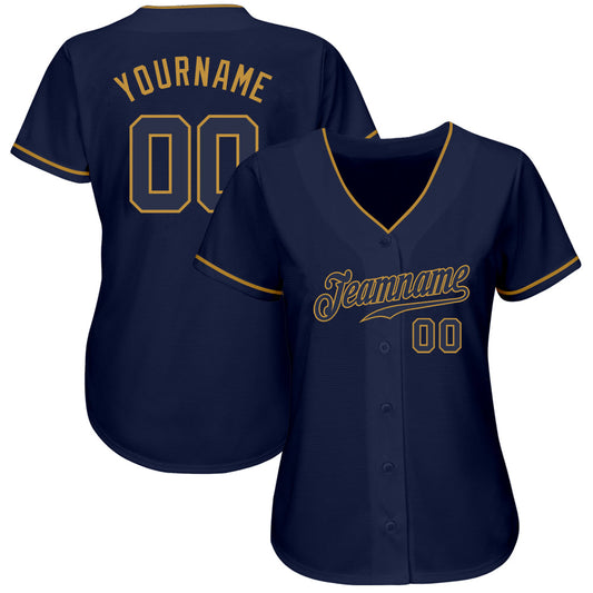 Custom Navy Navy-Old Gold Authentic Baseball Jersey - Sky-Custom