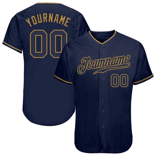 Custom Navy Navy-Old Gold Authentic Baseball Jersey - Sky-Custom