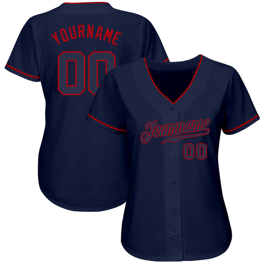 Custom Navy Navy-Red Authentic Baseball Jersey - Sky-Custom