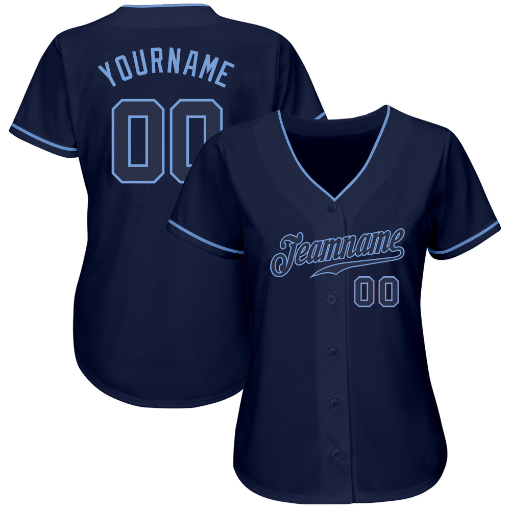 Custom Navy Navy-Light Blue Authentic Baseball Jersey - Sky-Custom