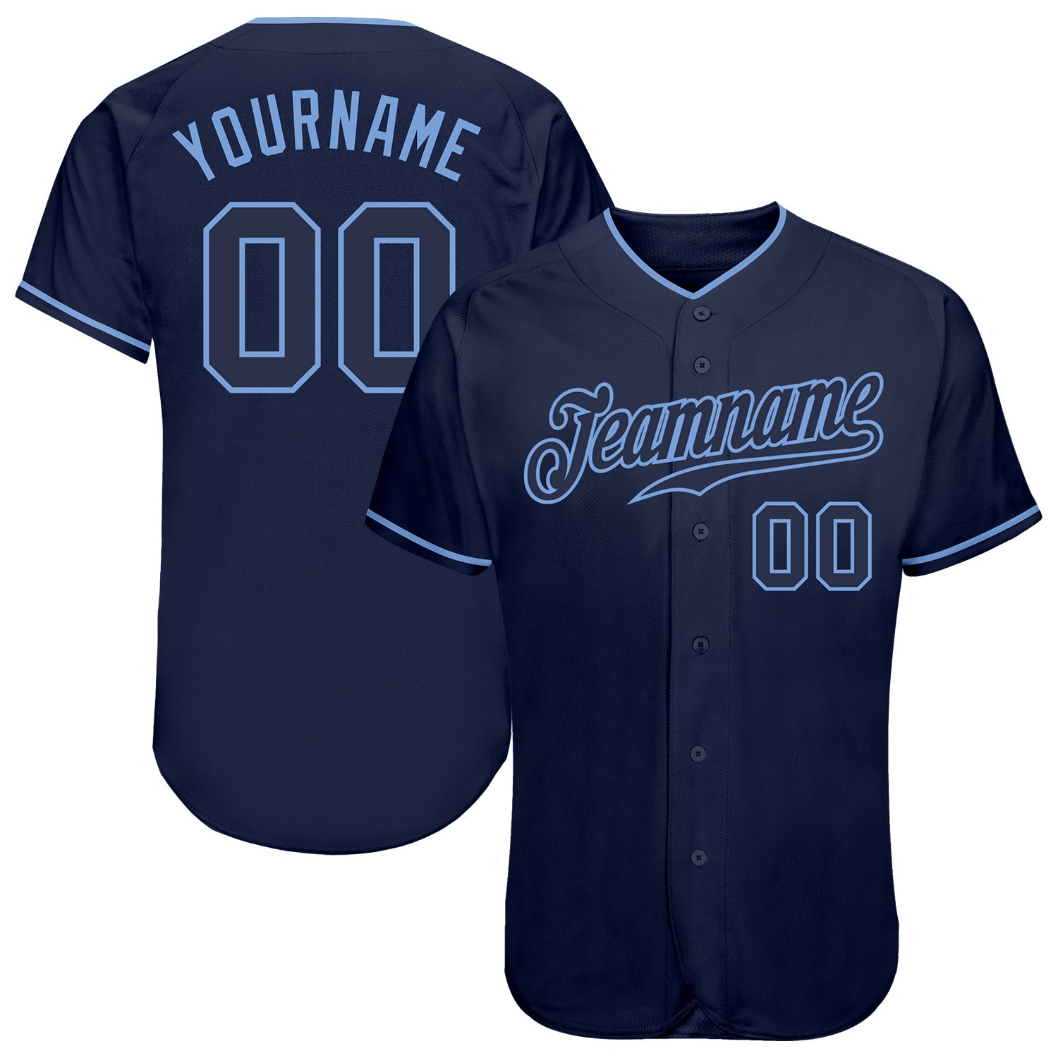 Custom Navy Navy-Light Blue Authentic Baseball Jersey - Sky-Custom