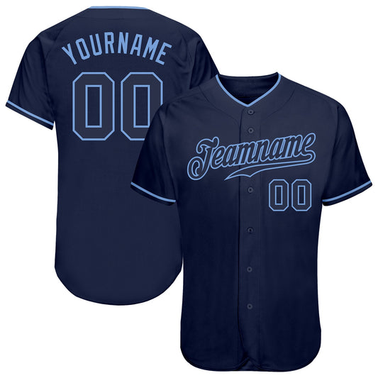 Custom Navy Navy-Light Blue Authentic Baseball Jersey - Sky-Custom