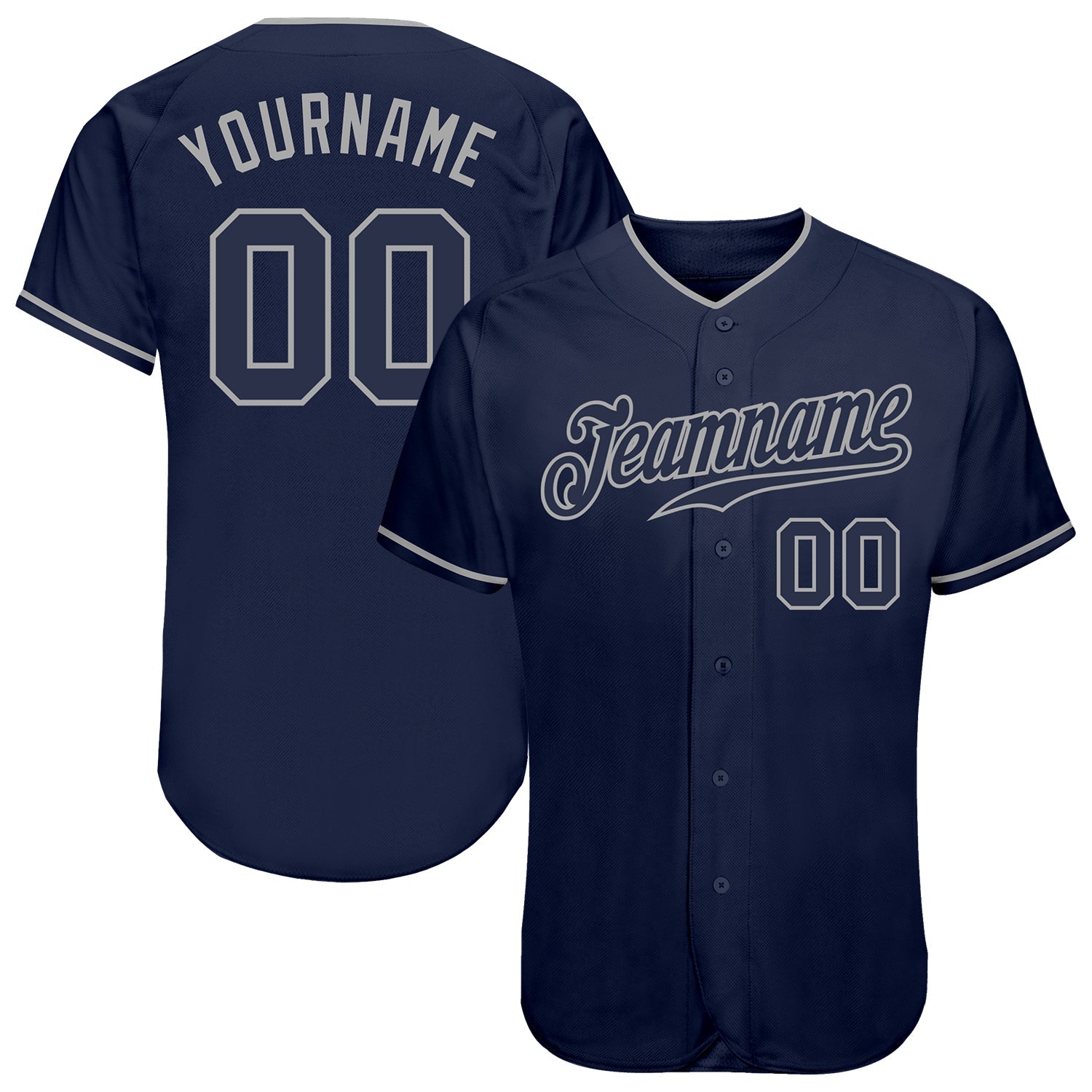 Custom Navy Navy-Gray Authentic Baseball Jersey - Sky-Custom