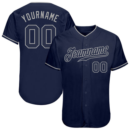 Custom Navy Navy-Gray Authentic Baseball Jersey - Sky-Custom